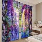 2pcs Artistic Wisteria Stained Glass Window Curtains For Bedroom Living Room