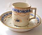 Antique 18th Century Nyon Porcelain Cup Saucer Blue Fish Mark Swiss Switzerland