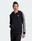 New W Tags Adidas Women   s Essentials 3-stripes Zip Fleece Hoodie Black Size S