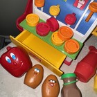 Vintage Fisher Price Toy Store Cash Register Coin Pretend Food Lot Grocery Store