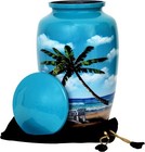 Beach Blue Cremation Urn For Human Ashes Adult Funeral Urn Handcrafted  200 Lbs 