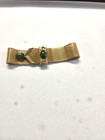 Vtg Gold Tone Mesh Green Cabochon Buckle Bracelet