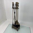 Vintage Antique Brass And Iron Fireplace Tool Set