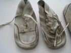 Antique Baby Shoes White Little Dots 2 Pair