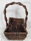 Vintage Rustic Hand Woven Twig  Basket With Handle 11   x8 5   x13   