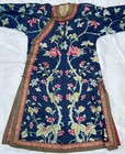Antique Chinese Qing Dynasty All Over Embroidered Silk Floral Robe Metallic Trim