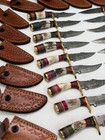 Lot Of 20 Pcs Custom Handmade Damascus Steel 6  Thick Stag Horn Knives -from Usa