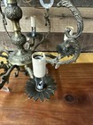 Antique Brass And Crystal 5 Arm Chandelier Light -please Read