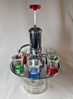 Vintage Park Sherman Mcm Liquor Dispenser W 6 Shot Glasses Rotating Chrome Tray