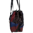 Vintage 80s Crazy Quilt Patchwork Leather Woven Detail Triple Entry Shoulder Bag