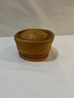 Unique  Single Piece Millinery Button Style Wood Hat Block Mold Vintage antique