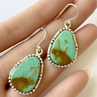 Southwest Turquoise Earrings 1 5in Hook Dangle 925 Sterling Signed Hada Handmade