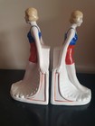 Terrific Art Deco 1920 s Style Figural Bathing Beauty Diver Porcelain Book Ends