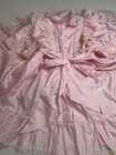 Vintage Girls Circle Pinafore Silk  Dress Size 3 4 Pageant Princess Ruffle Lace