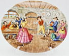 Antique 1835 Colorful Faience Plaques By Tessier French Tavern Scenes  Lot Of 2
