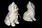 Set Of 2 White Porcelain Bisque Kitten Figurines Green Eyes