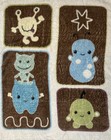 Cocalo Baby Throw Blanket Monsters Aliens Brown Tan Blue Trim Edge Fleece Lovey