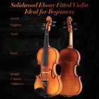 Ceciliec Acoustic Violin For Beginners  Cvn-500 Solidwood Ebony Fitted Starte   