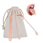 2pcs Copper Stainless Steel Tongue Scraper For Fresh Breath Oral Hygiene