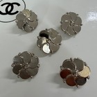 Lot Of 5 Silver Tone    15mm Chanel Cc Coco Button Buttons Stamped Steel