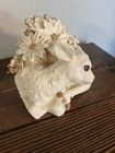 Vintage Gold Trimmed Baby Fawn Deer Christmas Poinsettias Figurine Decor