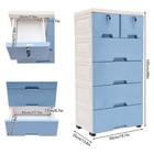 6 Drawers Dresser Storage Cabinet W  Lock Closet Organizer 4 Wheels Blue Plastic