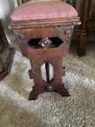 Antique Eastlake Victorian Stool Bench needlepoint Seat storage 18x10 5    19   tall