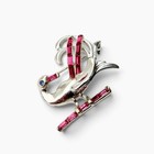 Vintage Bird Brooch  Pink Rhinestone Bird Pin  Silver Tone Figural Brooch