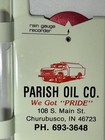 Vintage Parish Oil Co Churubusco In Metal Rain Gauge Nos Advertising Estate Find