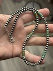 Sterling Silver Native American Sw 5mm Turquoise Navajo Pearl Necklace  925