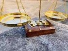 Weighing Scale Apothecary Balance Scales With 7 Weights Antique Brass