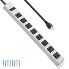 8-outlet Metal Power Strip Surge Protector  6ft Heavy Duty Extension Cord  White