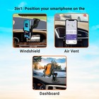 Armor All Phone Mount For Cars  3-in-1 Holder  Suction Dashboard  Black