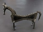 Orissa India Dhokra Metal Craft Horse Figurines Zoomorphic Hand Crafted Rare