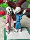 Mexico Day Of Dead Dia De Los Muertos Clay Pottery Figures Folk Art Statue 5 h