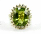 7 54 Ct Oval Cut Natural Peridot Diamond Wedding Ring 14k Yellow Gold Size 7