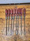 Nos Vintage Bridgeport Usa   4001 Navy Screwdriver 8    Wood Handle Lot Of 8