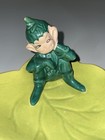 Vtg Mcm Gilner California Pottery Pixie Elf On Leaf Trinket Dish Retro Kitschy