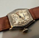 Vintage Illinois Men s 14k Gold Filled 17 Jewels Wristwatch 1920s  31mm By 38mm
