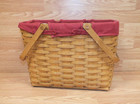 Longaberger Large 15  Double Handle Basket With Cloth   Plastic Liner