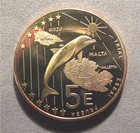 Malta-2004-5 Euro-brass Pattern Coin- Dolphin-only 3 500 Minted-br x-pn9  Gnm 3