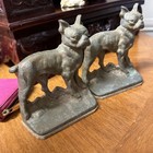 Antique Cast Iron Metal French Bulldog Bookends Paperweights Door Stop Statue 2 