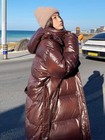 Women Ankle Length Super Long Duck Down Puffer Jacket Coat Hooded Warm Loose Fit