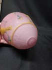 Rare 1930s Art Deco Pink Glass Acorn Lamp Light Shade With Parrot Bird Design