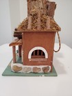 Vtg Folk Art Hand Made House Cabin Wood Decorated Bird House Depot Fairy Garden
