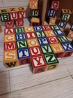Schylling Wooden Alphabet Big Blocks 48 Pc With Storage Box Educational Spelling