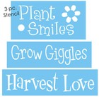 Plant Smiles Grow Giggle 3 Pc Stencil Set Harvest Love Diy Block Signs Joanie