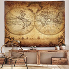 Old World Map Tapestry For Bedroom  Vintage Nautical Maps Of The World Art Small