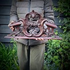 Antique French Pediment Carved Wood With Flowers  Architectural Decor