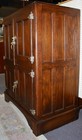 Antique Herrick Icebox  Solid Oak  4 Paneled Doors   Sides  Nickel Hardware 54 h
